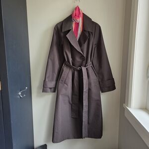 NWT GAP Icon Long Trench Coat Dark Brown Double Breasted XS